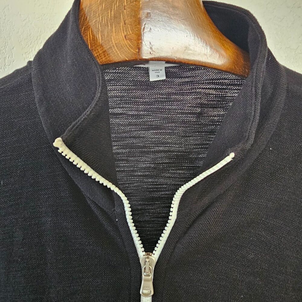James Perse Standard Jacket 3 L Mens Black 100% Cotton Full Zip Sweater USA Made